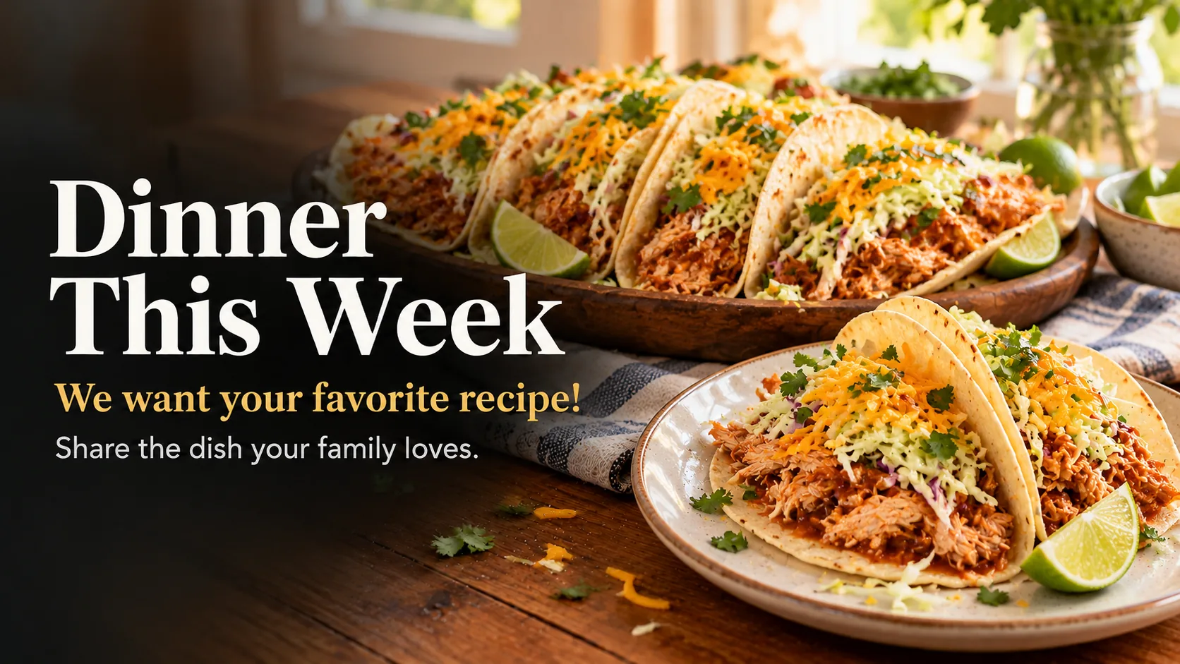 Slow-Cooker Chicken Tacos, served at the table